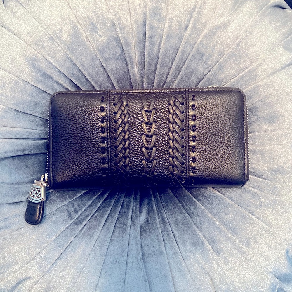 Brighton black leather zip wallet